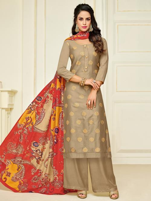 Foil printed sarwovski embellished unstitched palazzo suit - 15655563 - Very Small Image - 1