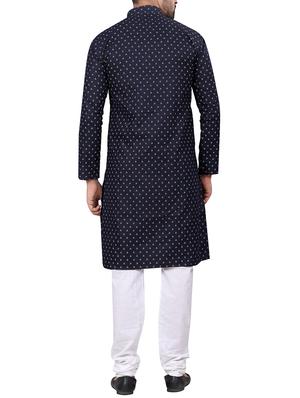 blue cotton kurta pyjama set - 15656063 - Standard Image - 3