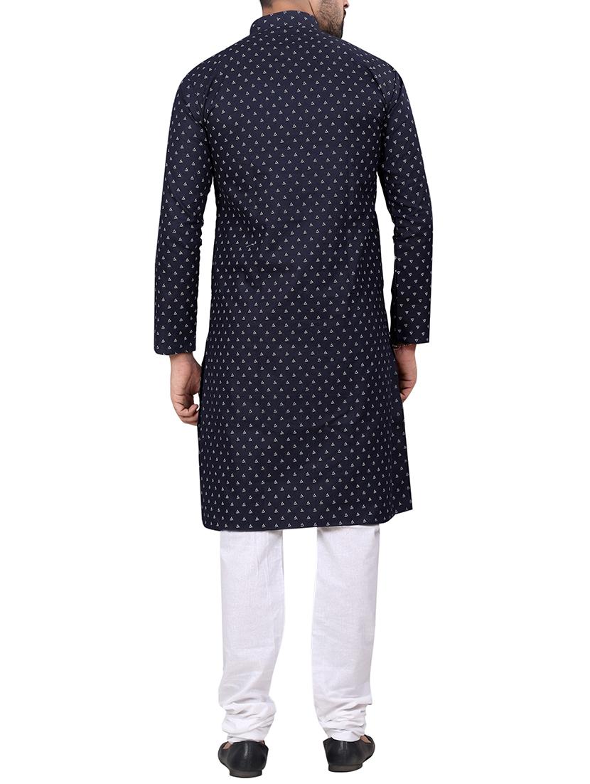 blue cotton kurta pyjama set - 15656063 - Zoom Image - 3