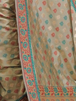 zari motif kanjivaram saree with blouse - 15656669 - Standard Image - 3