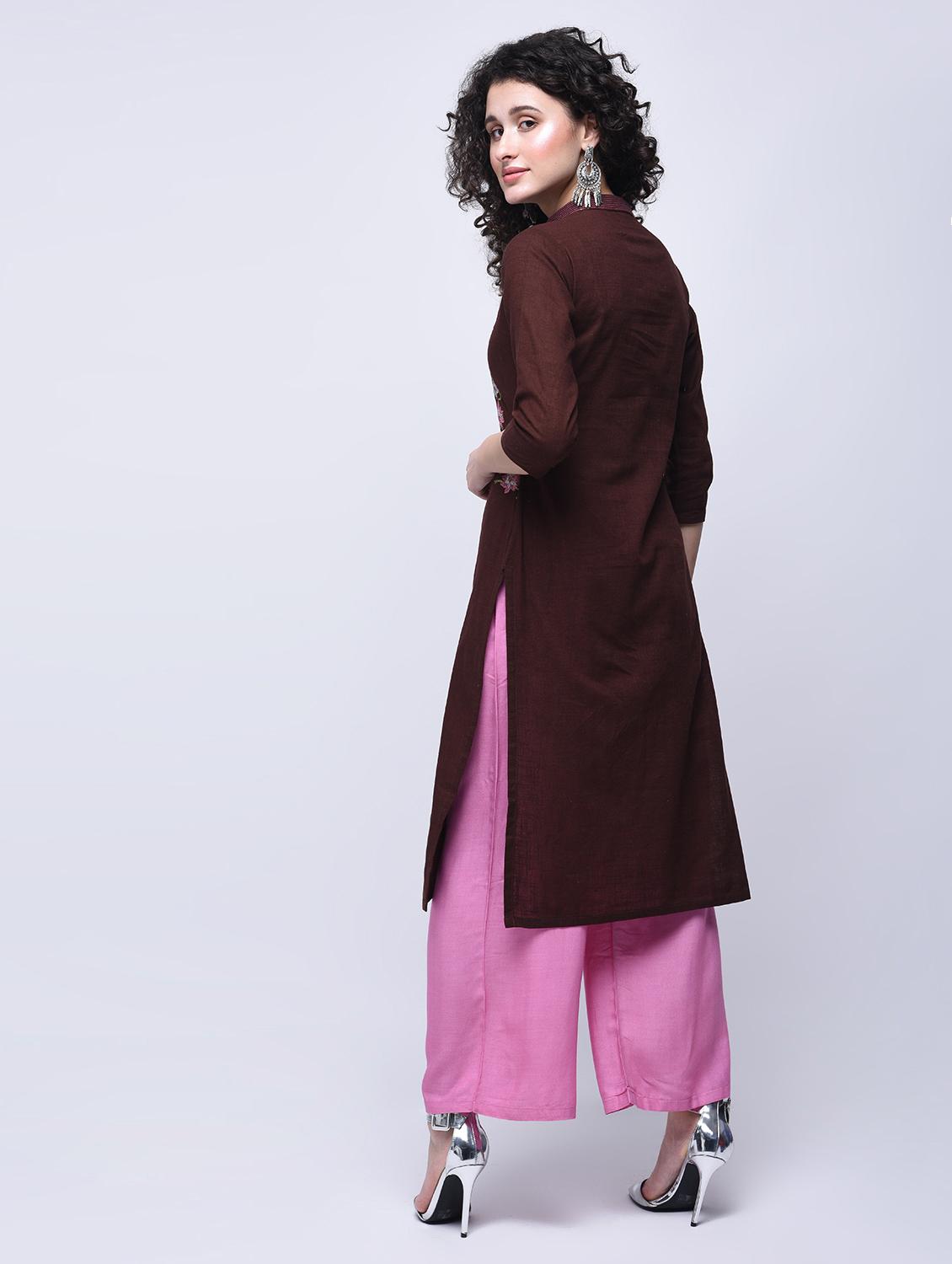 Embroidered straight kurta - 15658609 - Zoom Image - 3