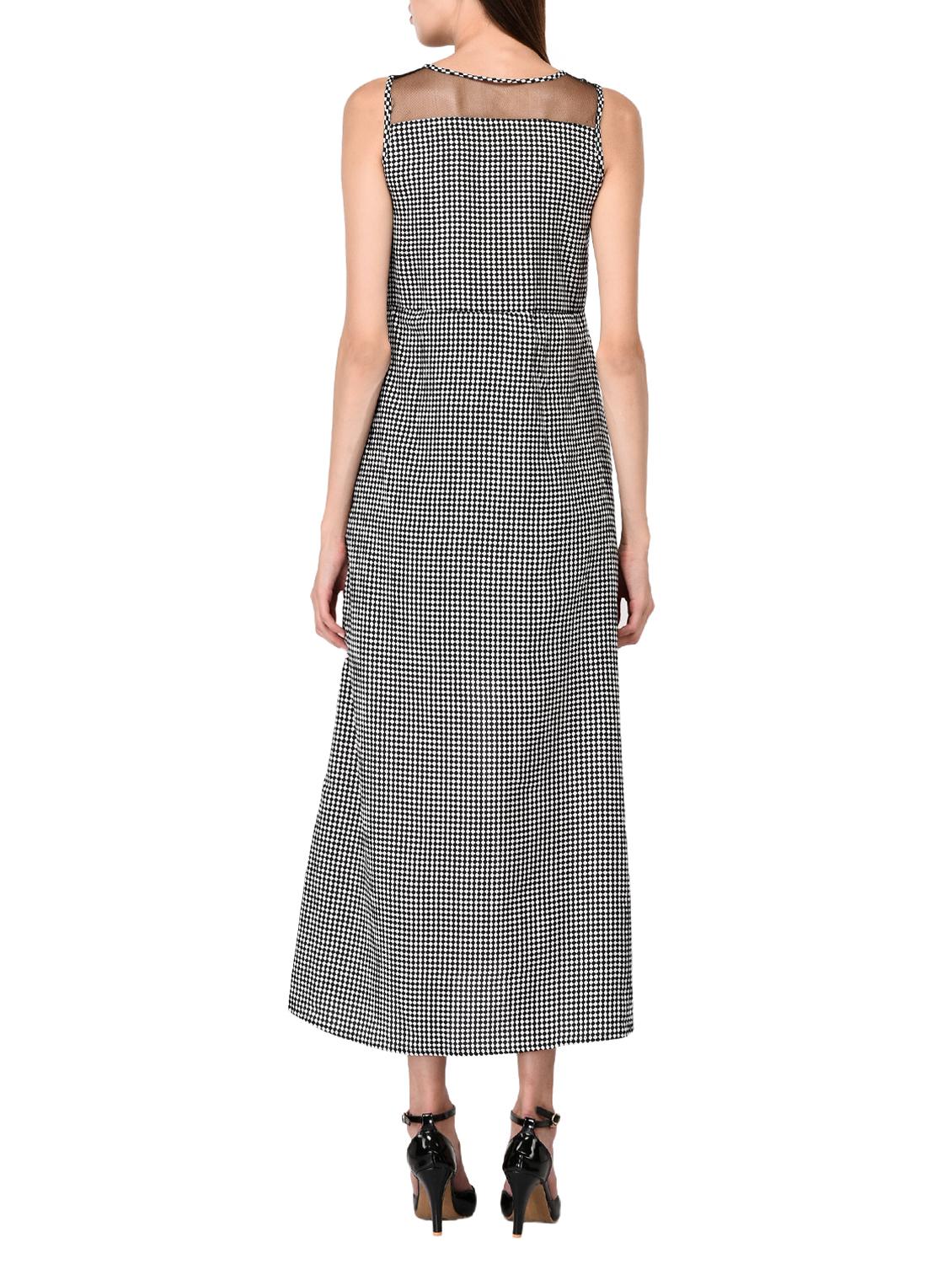 mesh yoke checkered asymmetric dress - 15661059 - Zoom Image - 3