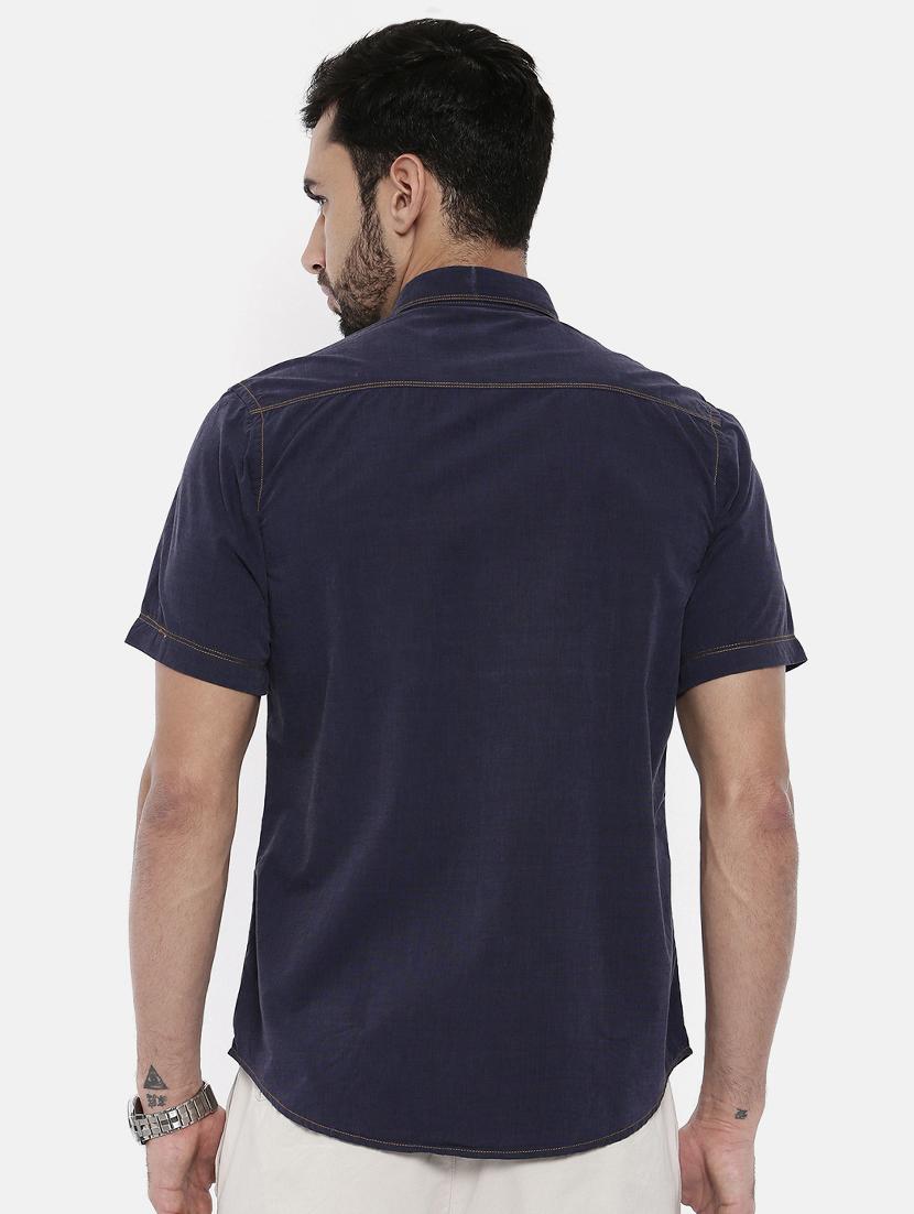 blue cotton casual shirt - 15661065 - Zoom Image - 3
