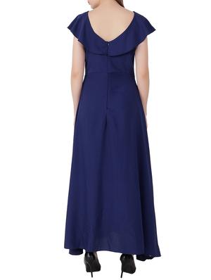 electric blue ruffle sleeved gown - 15661122 - Standard Image - 3