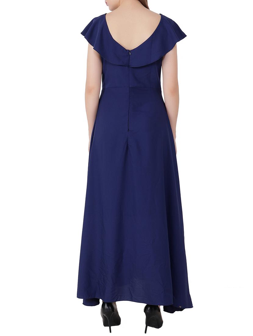 electric blue ruffle sleeved gown - 15661122 - Zoom Image - 3