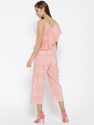 diagonal frill cropped jumsuit with stripes - 15669824 - Standard Image - 3