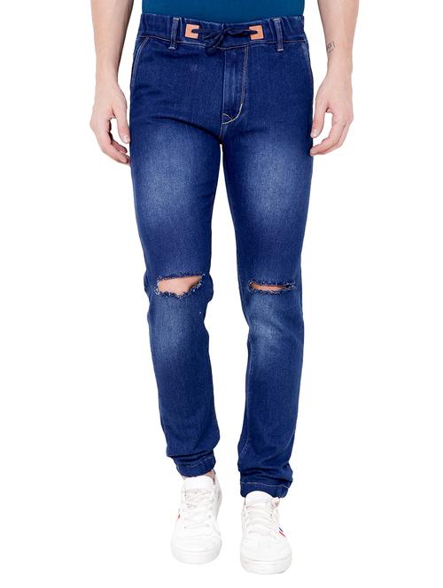 dark blue denim joggers - 15674280 - Standard Image - 1