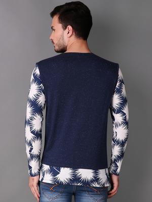 navy blue cotton printed t-shirt - 15676148 - Standard Image - 3