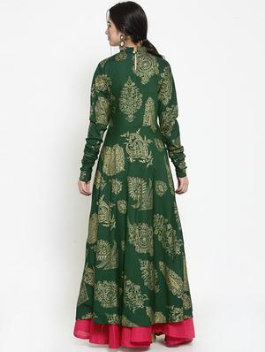 flared foil print long sleeves kurta - 15676255 - Standard Image - 3