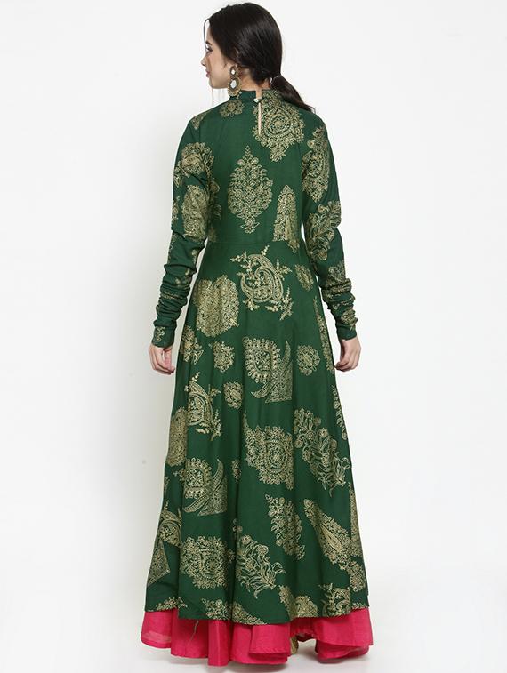 flared foil print long sleeves kurta - 15676255 - Zoom Image - 3