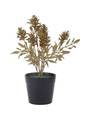 Combo of 2 Spray Painted Artificial Silver and Gold Pine Cone Plants by Foliyaj - 15676339 - Standard Image - 3