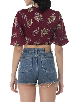 bell sleeved floral crop top - 15676538 - Standard Image - 3