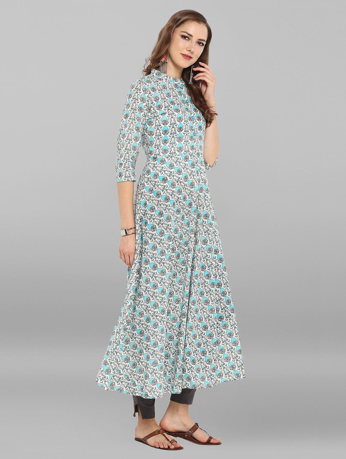 printed flared kurta - 15676579 - Zoom Image - 3