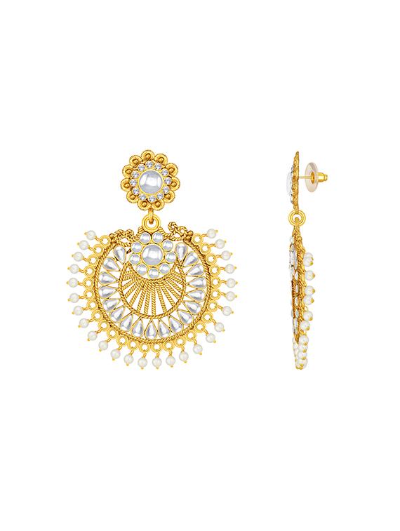 gold metal chandballi earring - 15678631 - Zoom Image - 3