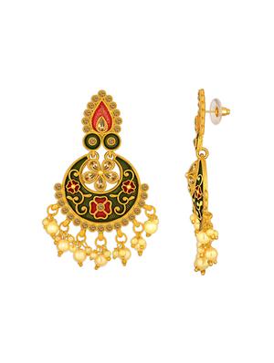 gold metal chandballi earring - 15678643 - Standard Image - 3