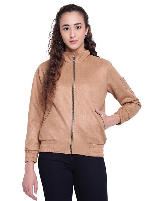 zip detail mock neck bomber jacket - 15679689 - Standard Image - 1