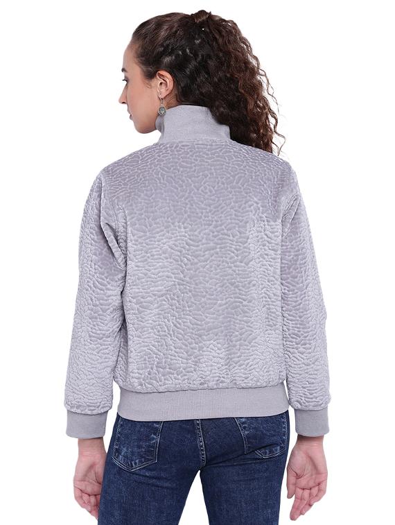 textured mock neck bomber jacket - 15679693 - Zoom Image - 3