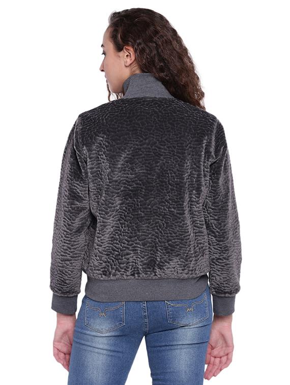textured mock neck bomber jacket - 15679695 - Zoom Image - 3