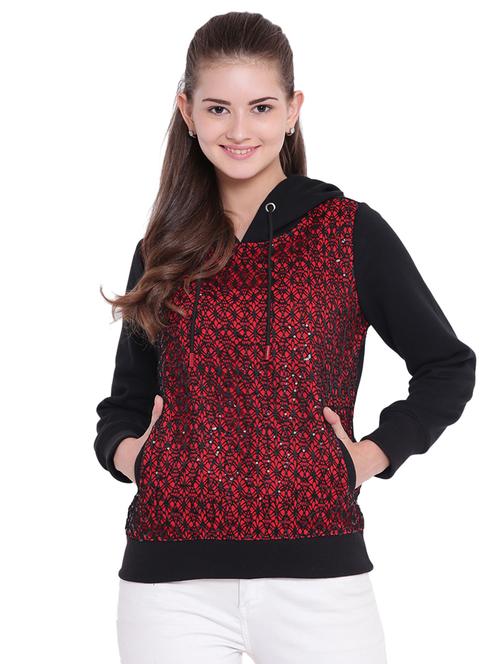 mesh sequin detail hooded sweatshirt - 15679722 - Standard Image - 1