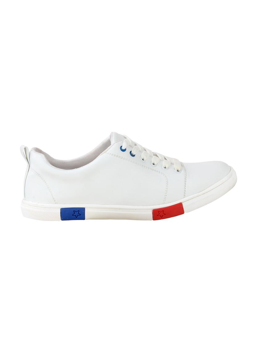 white leatherette lace up sneakers - 15679846 - Zoom Image - 3