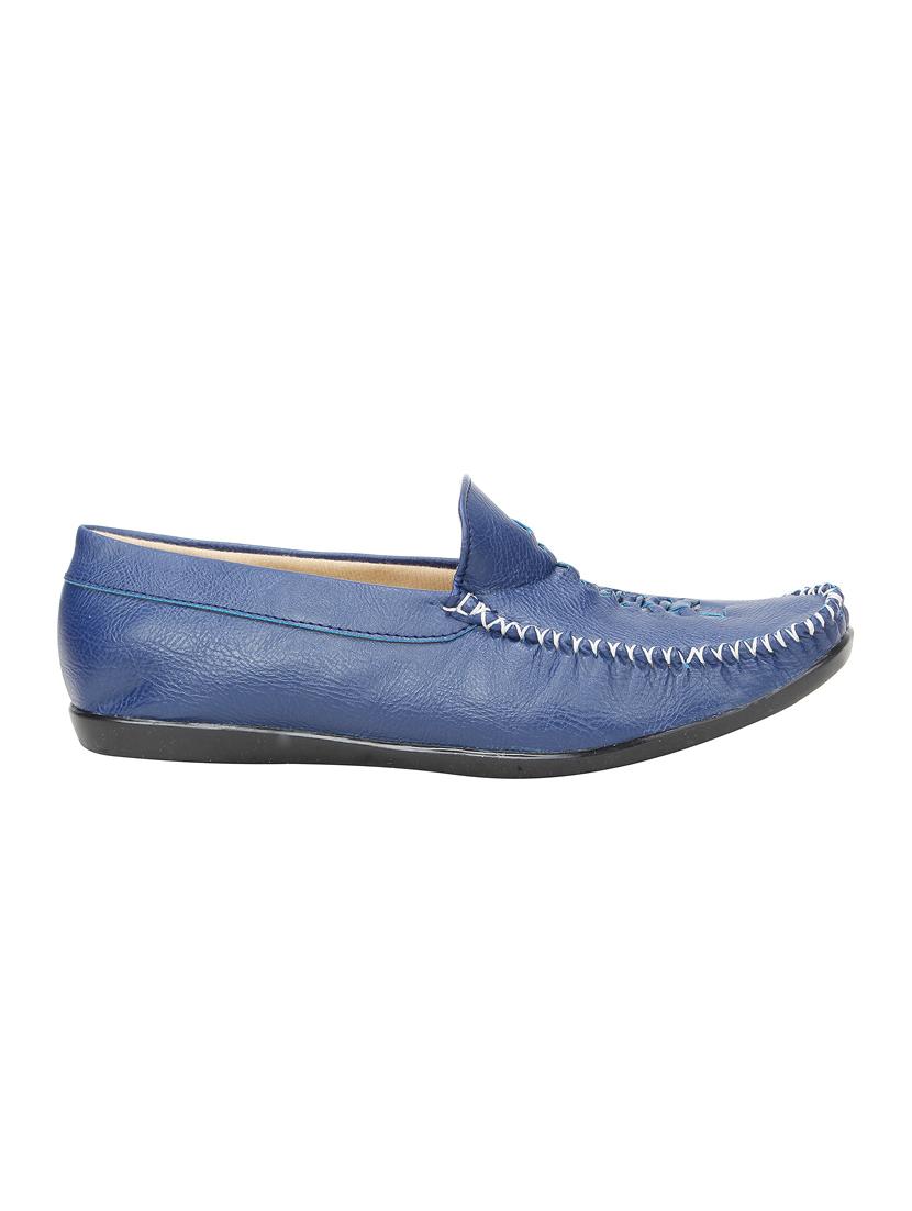 blue leatherette slip on loafers - 15679969 - Zoom Image - 3