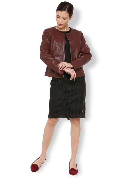 quilted detail leatherette jacket - 15680683 - Zoom Image - 3