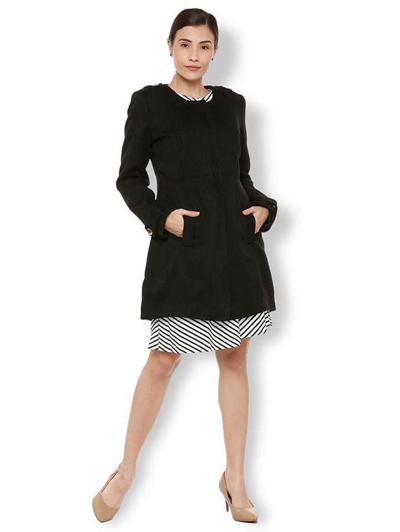 round neck pocket detail coat - 15680691 - Zoom Image - 3
