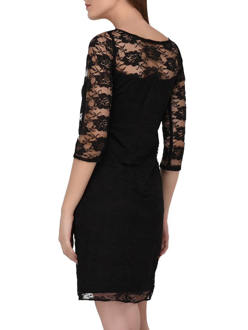 floral mesh panel sheath dress - 15681956 - Zoom Image - 3