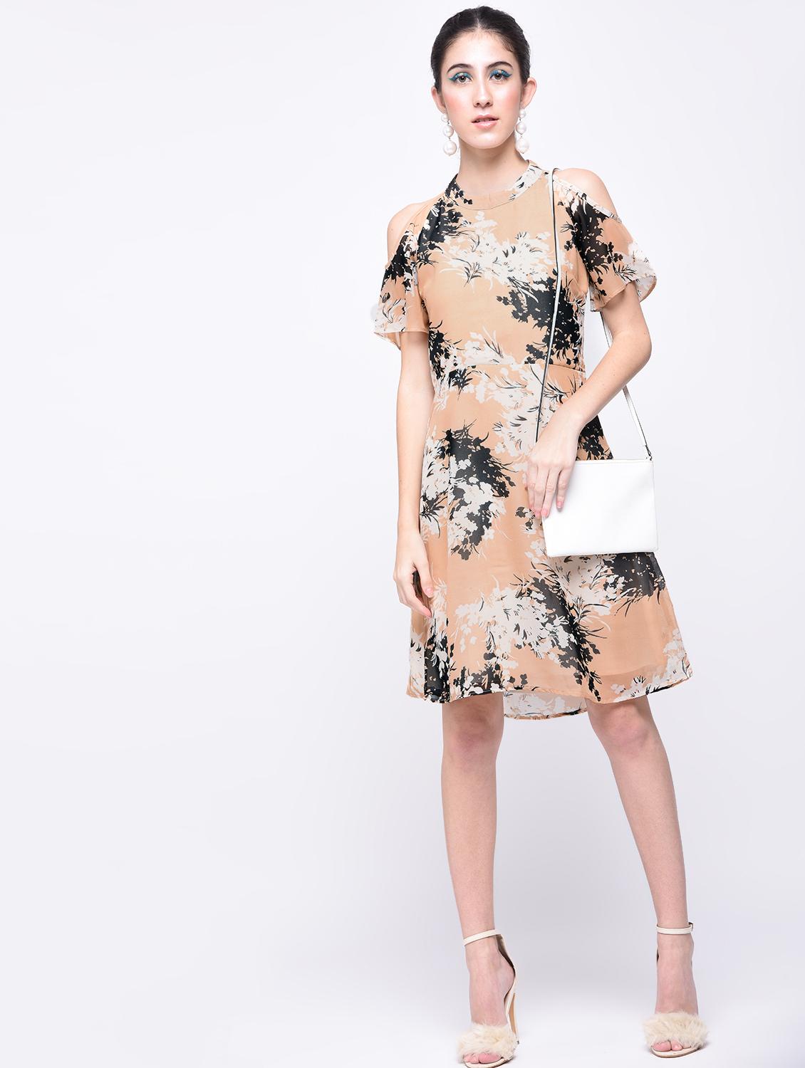 cold shoulder keyhole back a-line dress - 15691992 - Zoom Image - 3