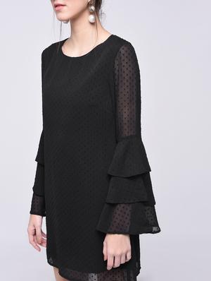 tiered bell sleeved dobby dress - 15692011 - Standard Image - 3