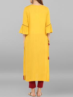 asymmetric solid kurta with pant set - 15692306 - Standard Image - 3