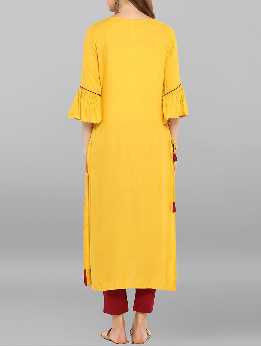 asymmetric solid kurta with pant set - 15692306 - Zoom Image - 3