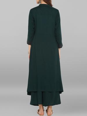 Embroidered kurta & palazzo set - 15692321 - Standard Image - 3