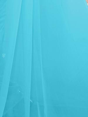turquoise plain saree with blouse - 15692361 - Standard Image - 3