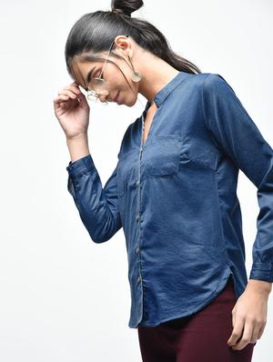 mandarin neck pocket patch shirt - 15692916 - Standard Image - 3
