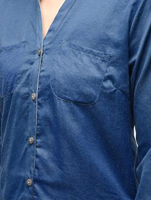 mandarin neck pocket patch shirt - 15692916 - Standard Image - 6