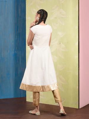 a-line embellished yoke hem detail kurta - 15692963 - Standard Image - 3