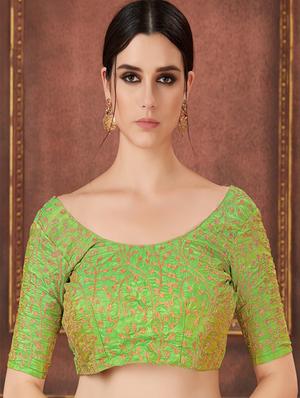 checkered cream printed saree with blouse - 15693871 - Standard Image - 3