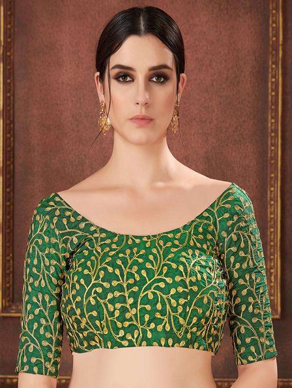 checkered yellow printed saree with blouse - 15693882 - Zoom Image - 3