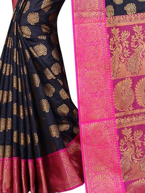 conversational zari motif banarasi saree with blouse - 15695834 - Standard Image - 3