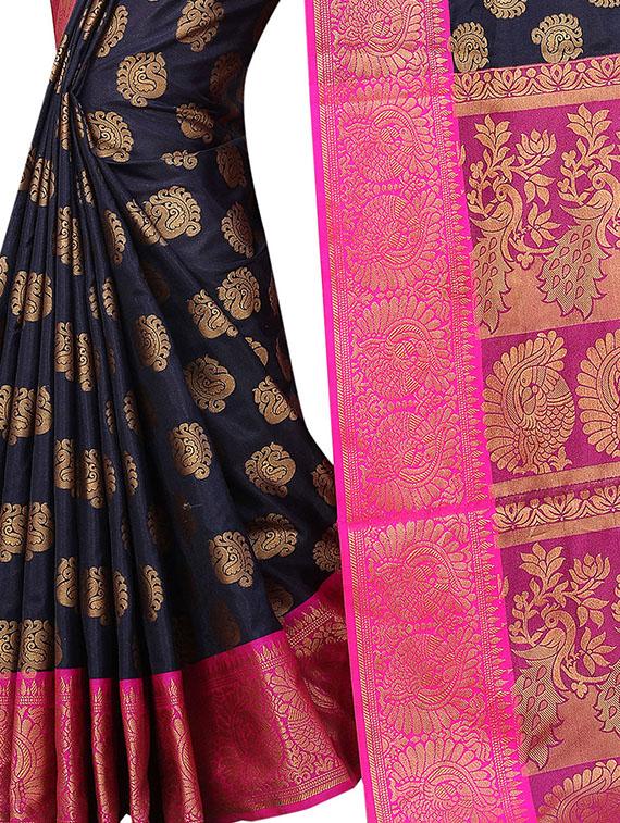 conversational zari motif banarasi saree with blouse - 15695834 - Zoom Image - 3