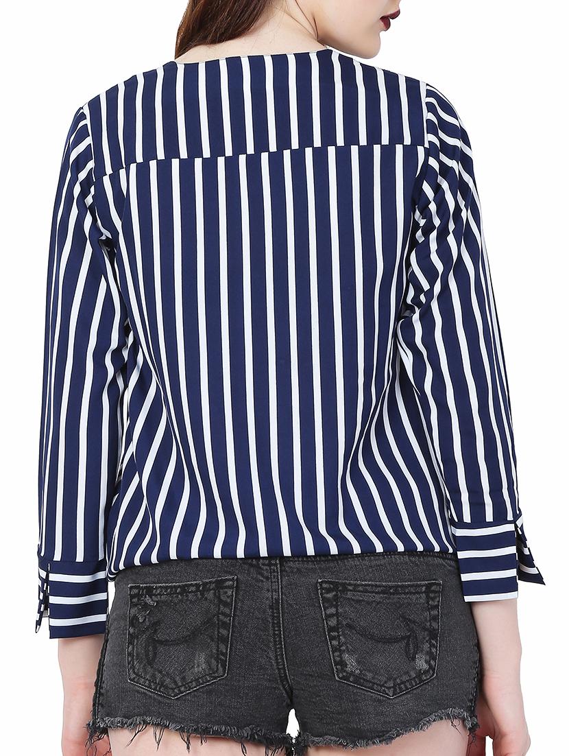 surplice neck striped blouson top - 15695845 - Zoom Image - 3