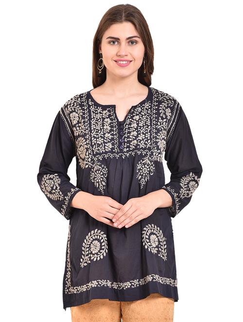 embroidered straight kurti - 15696109 - Standard Image - 1