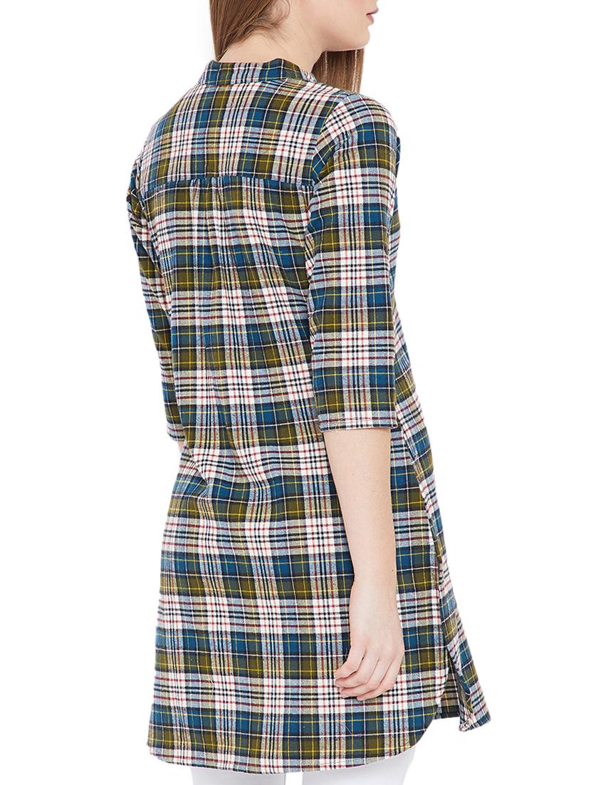green cotton straight kurti - 15697385 - Zoom Image - 3