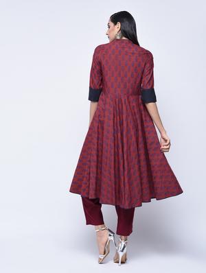 Flared printed kurta with tassels - 15697675 - Standard Image - 3