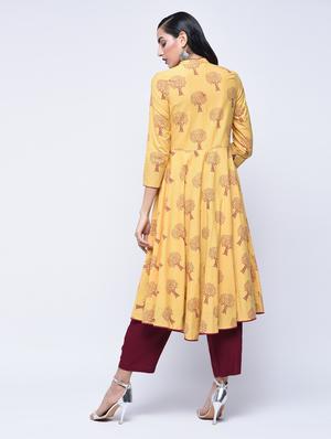 flared printed kurta with tassels - 15697676 - Standard Image - 3