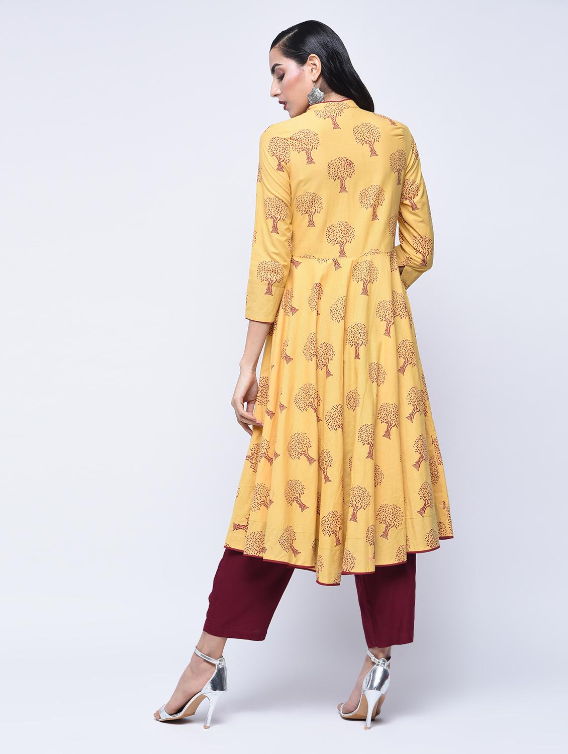 flared printed kurta with tassels - 15697676 - Zoom Image - 3