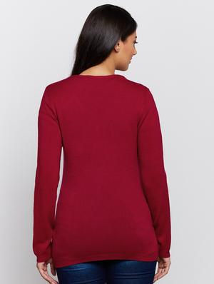 Raspberry red woolen pullover - 15697930 - Standard Image - 3