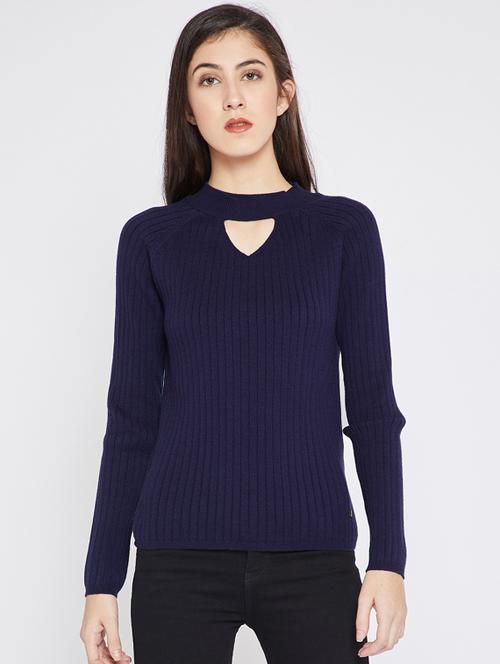 choker neck ribbed knit pullover - 15698036 - Very Small Image - 1