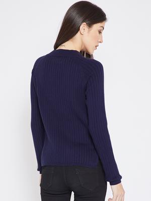 choker neck ribbed knit pullover - 15698036 - Standard Image - 3